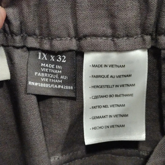 Oak Hill Men's Gray Drawstring Waist Pull-On Linen Blend Pants Size 1X/32-Casual - Picture 3 of 8